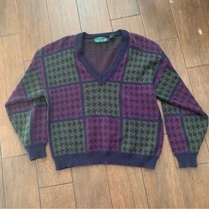 Vintage Sweater by Kings Court size L Grandpa Dark Academia Colorblock